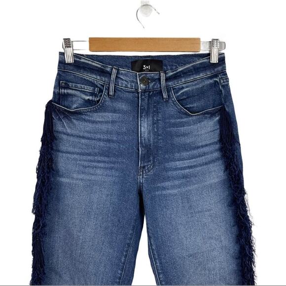 3X1 Higher Ground Fringe Crop Straight Leg Jeans - Picture 5 of 16